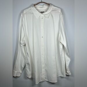 J. Jill White Long Sleeve Dress Shirt Classic Button-Down. Size 3X.Closet Staple